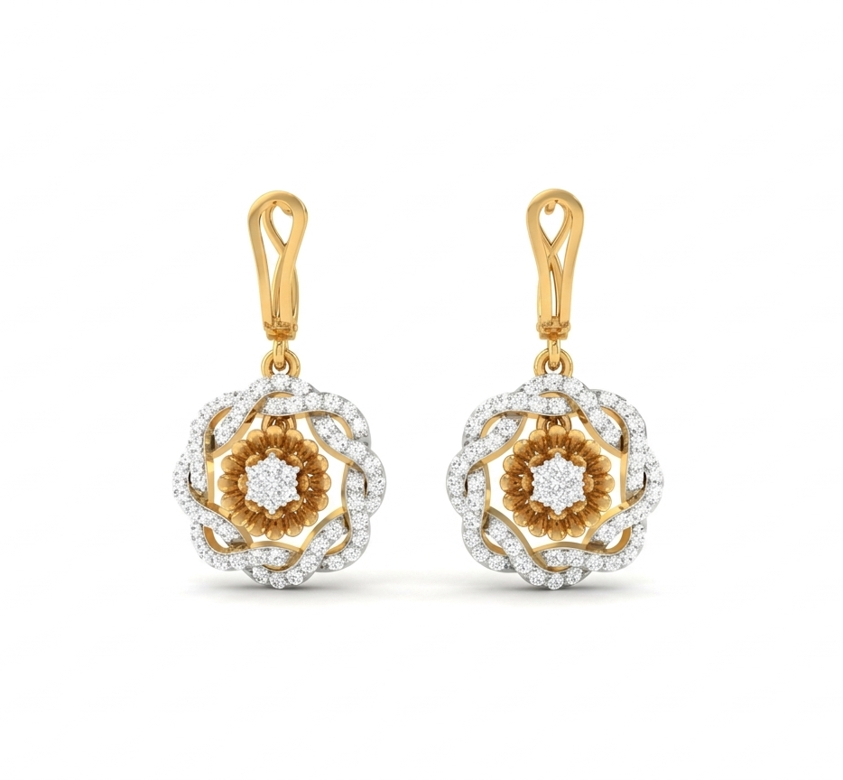 Whispering Petals Openwork Silver Drop Earrings