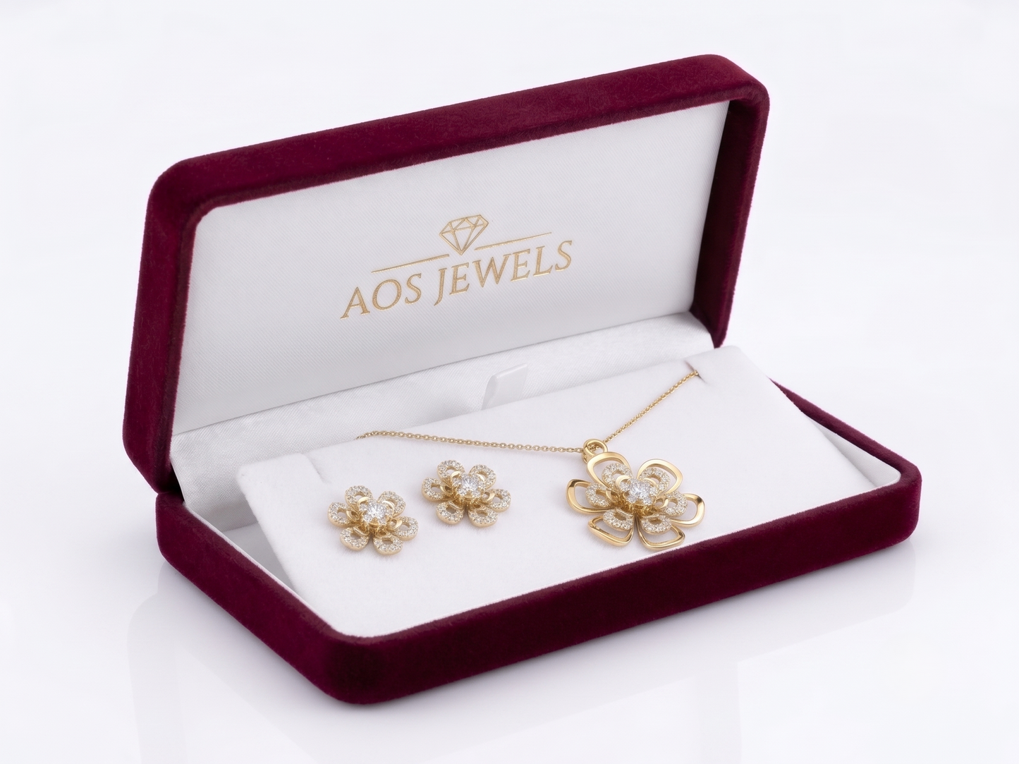 The Ethereal Open-Petal Floral Pendant Set