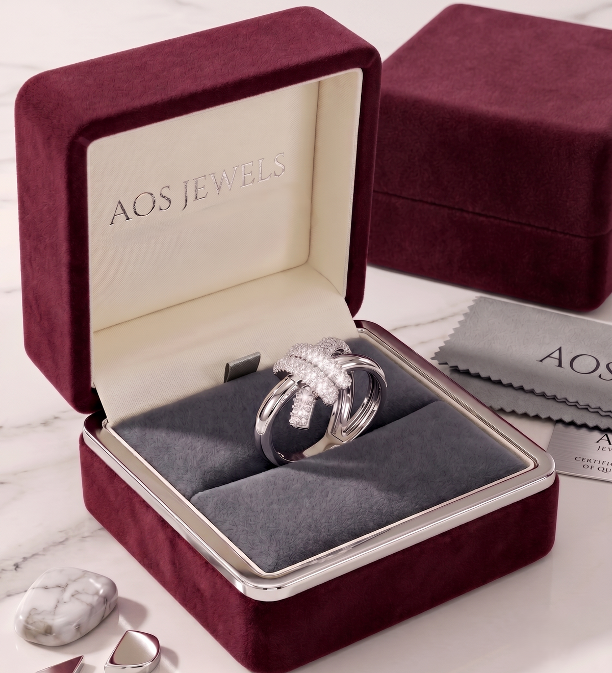 Split Shank Criss-Cross Ribbon Ring in Silver