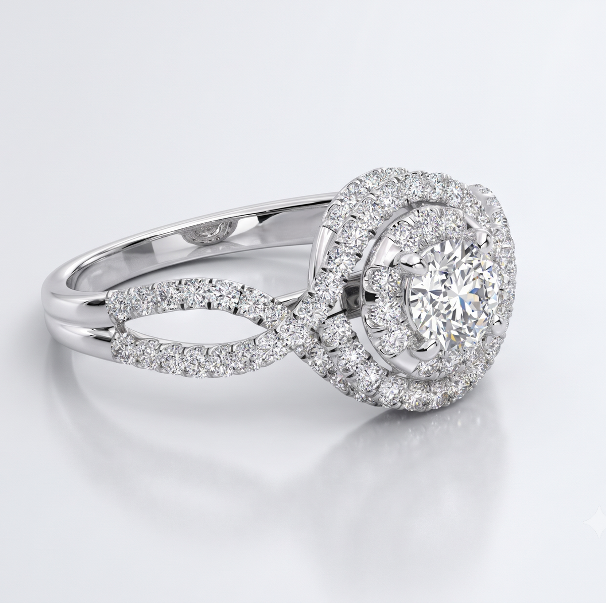 Sterling Silver Round Center with Twisted Split Shank