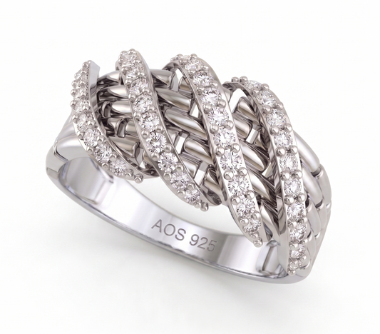 The Intertwined Silver Basket-Weave Ring