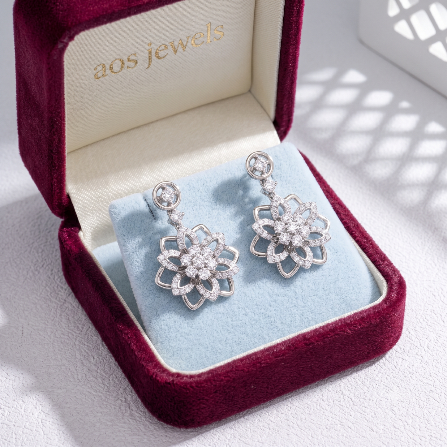 Ethereal Blossom Silver Drop Earrings