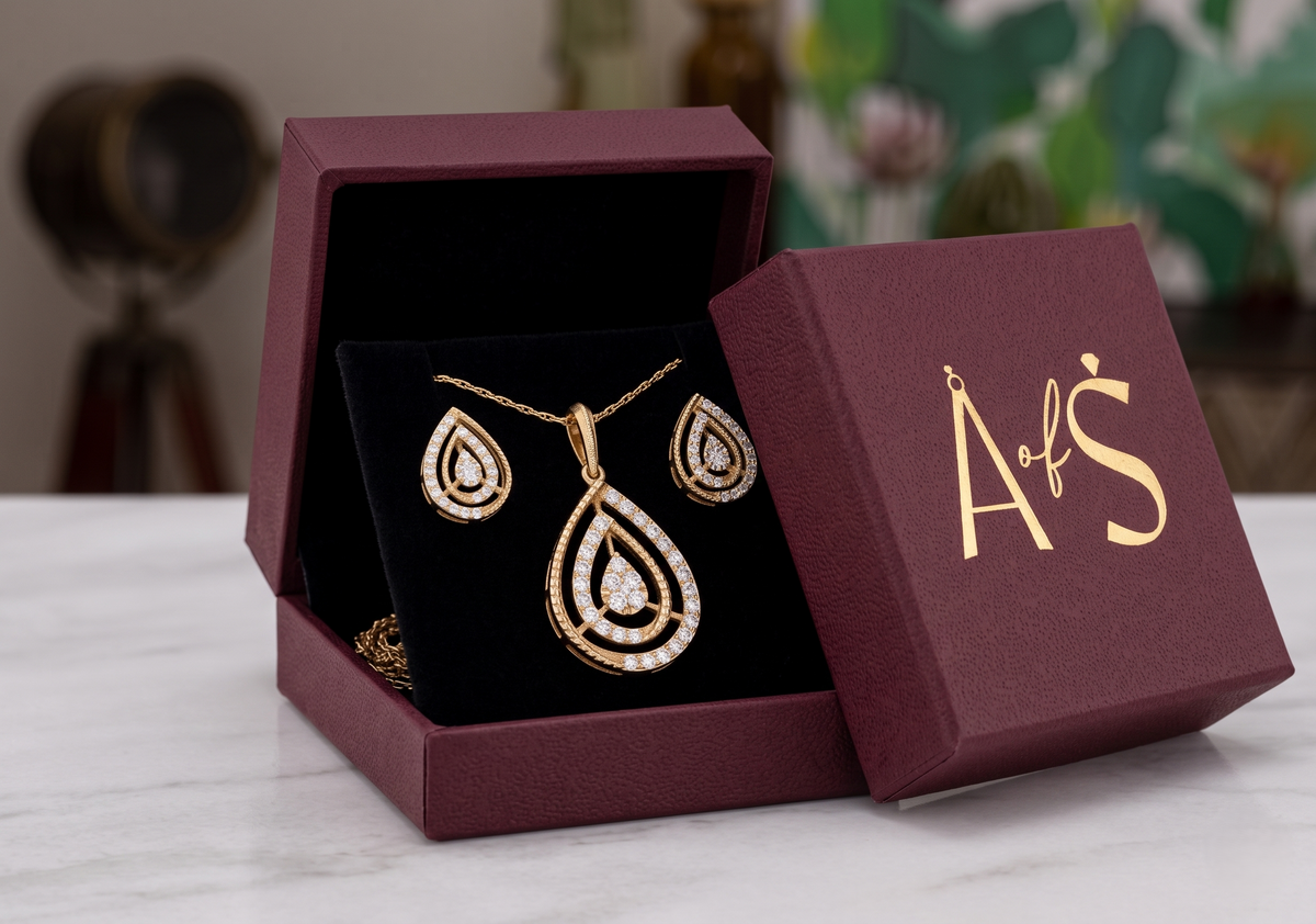 The Pear Shape Silver Chain Pendant Set