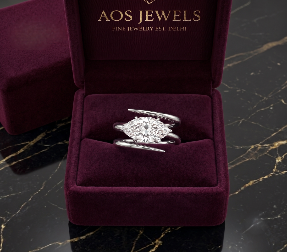 925 Sterling Silver Marquise Solitaire Wrap Ring