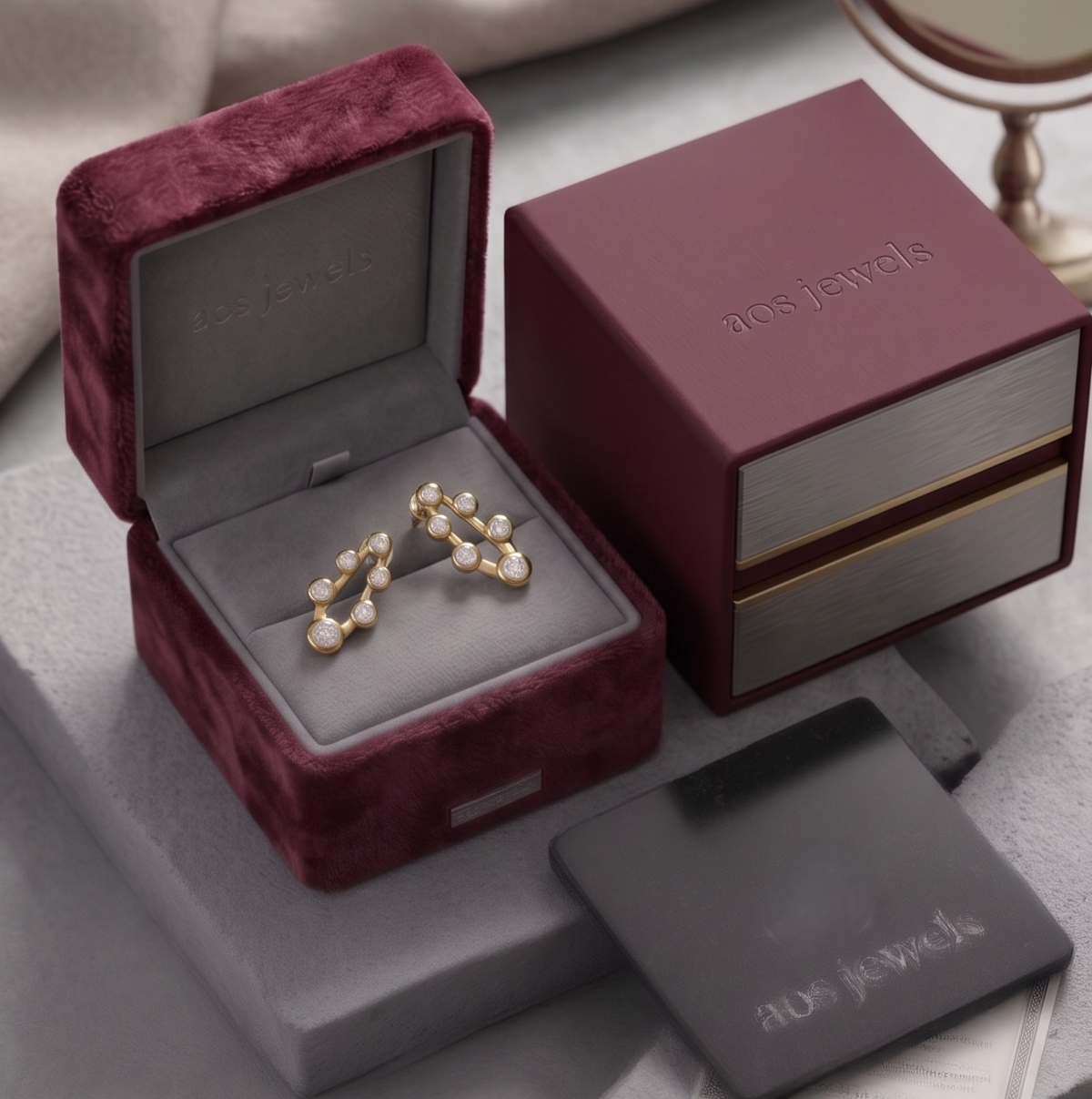 Modern U-Shaped Bezel Stud Silver Earrings