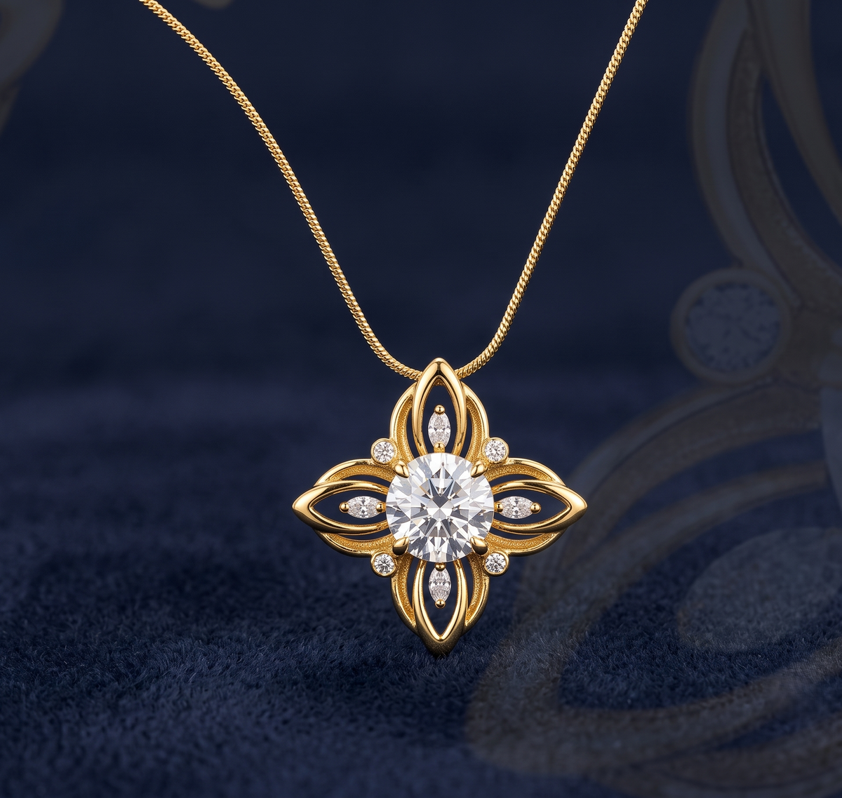 The Silver Lotus Solitaire Pendant