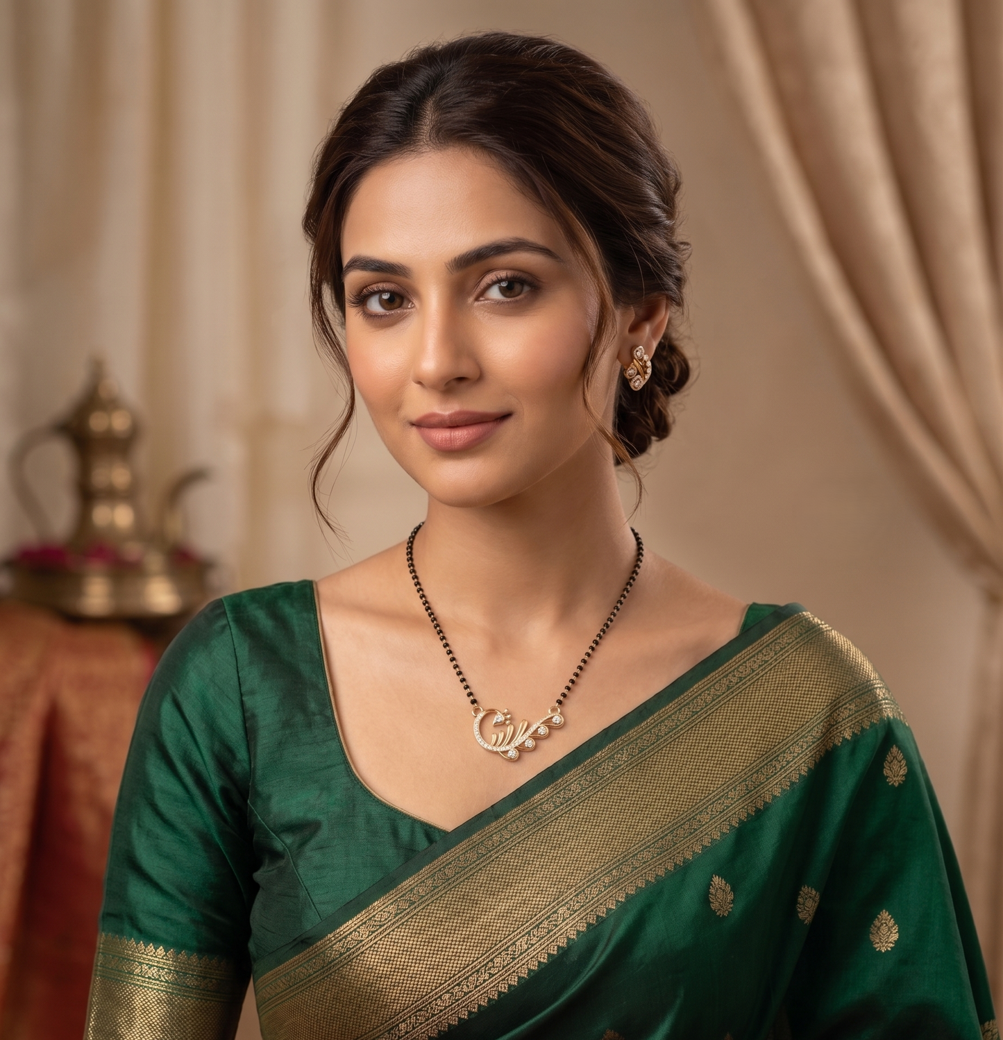 The Graceful Peacock Silver Mangalsutra