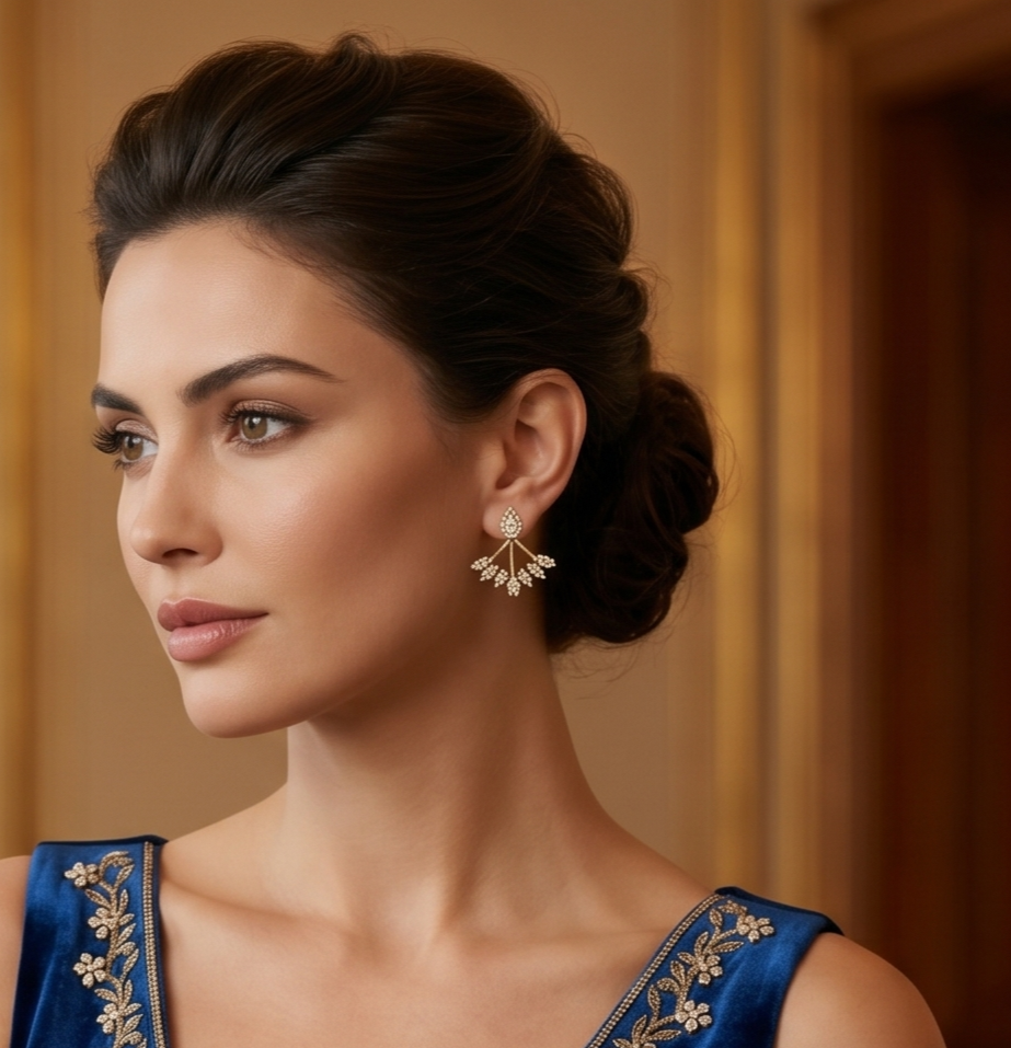 The Sterling Silver Marquise Fan Jacket Earring