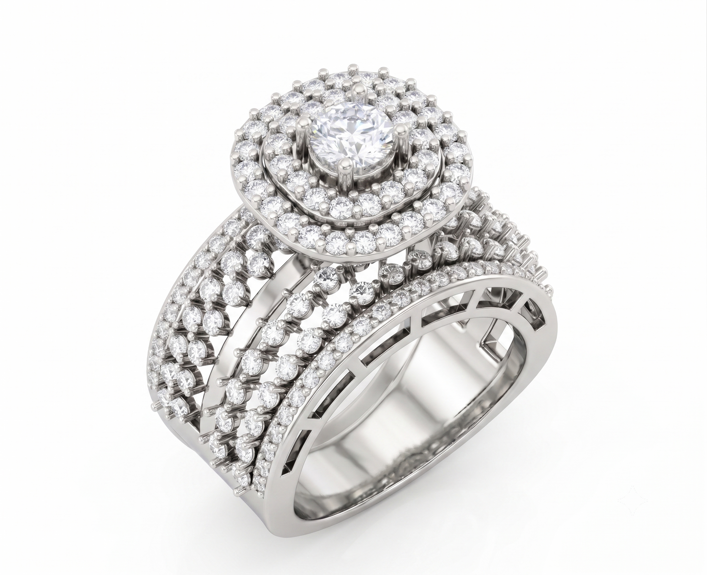 The 925 silver double halo ring