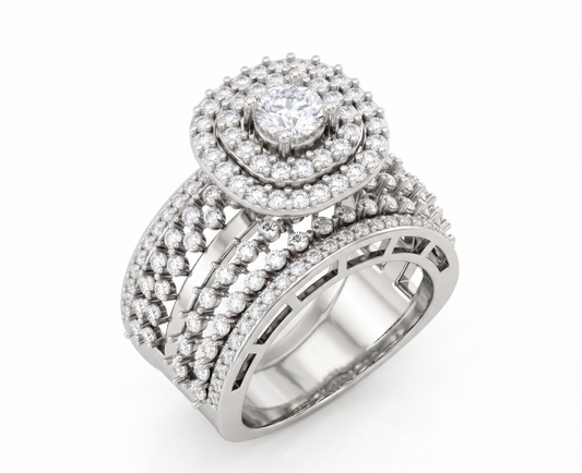 The 925 silver double halo ring