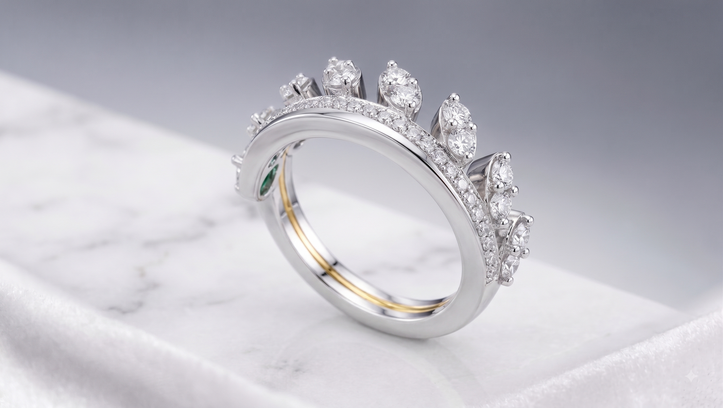 925 Silver Princess Crown Ring