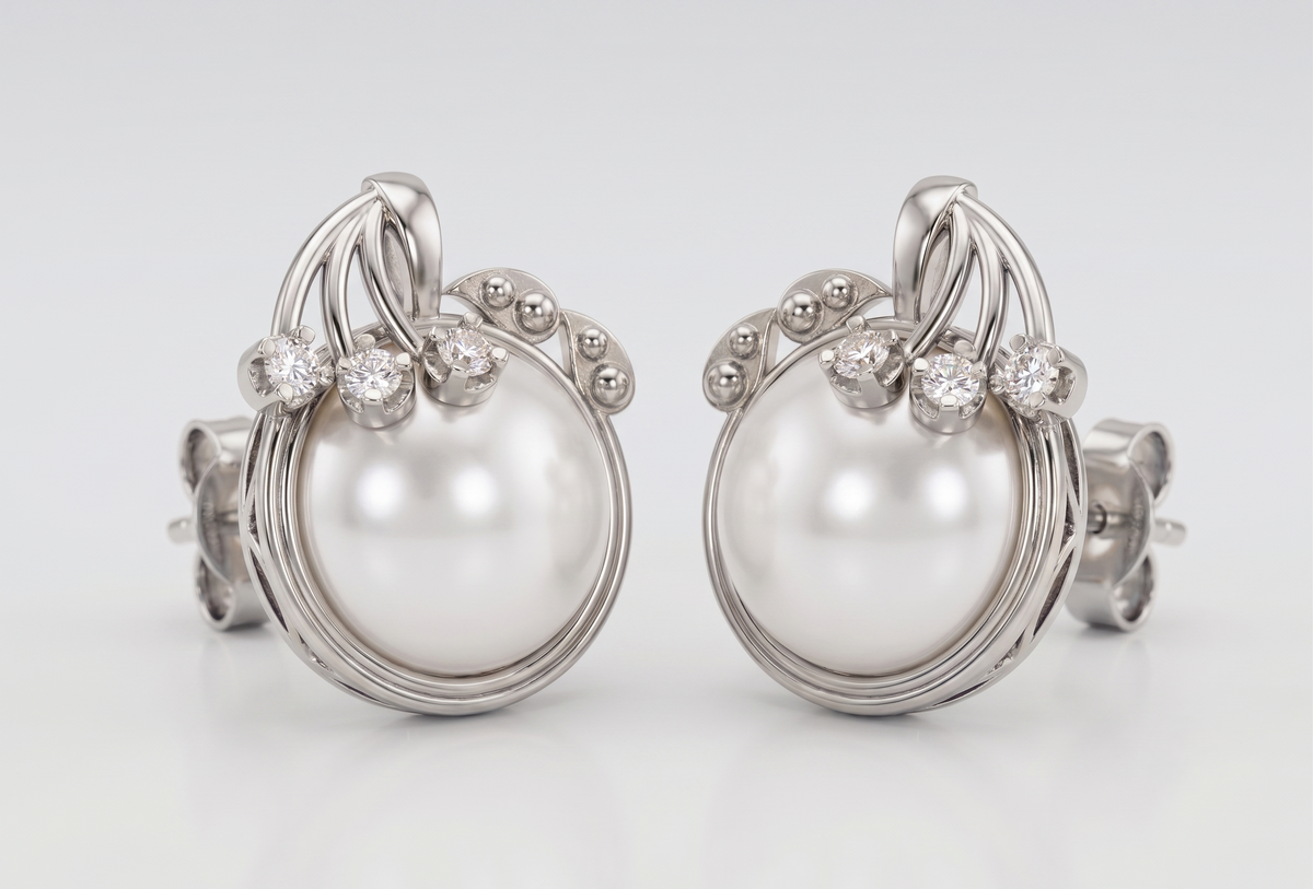 Silver Swirl & Pearl Nest Earrings
