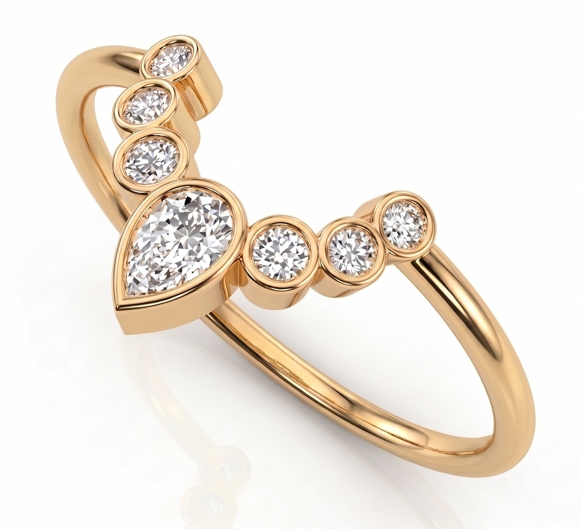 The Royal Pear Bezel Crown Silver Ring