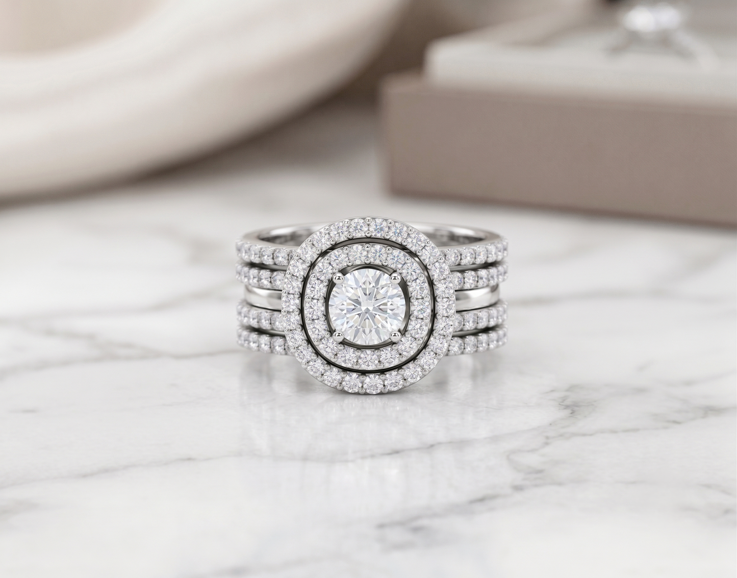 The 925 silver double halo ring