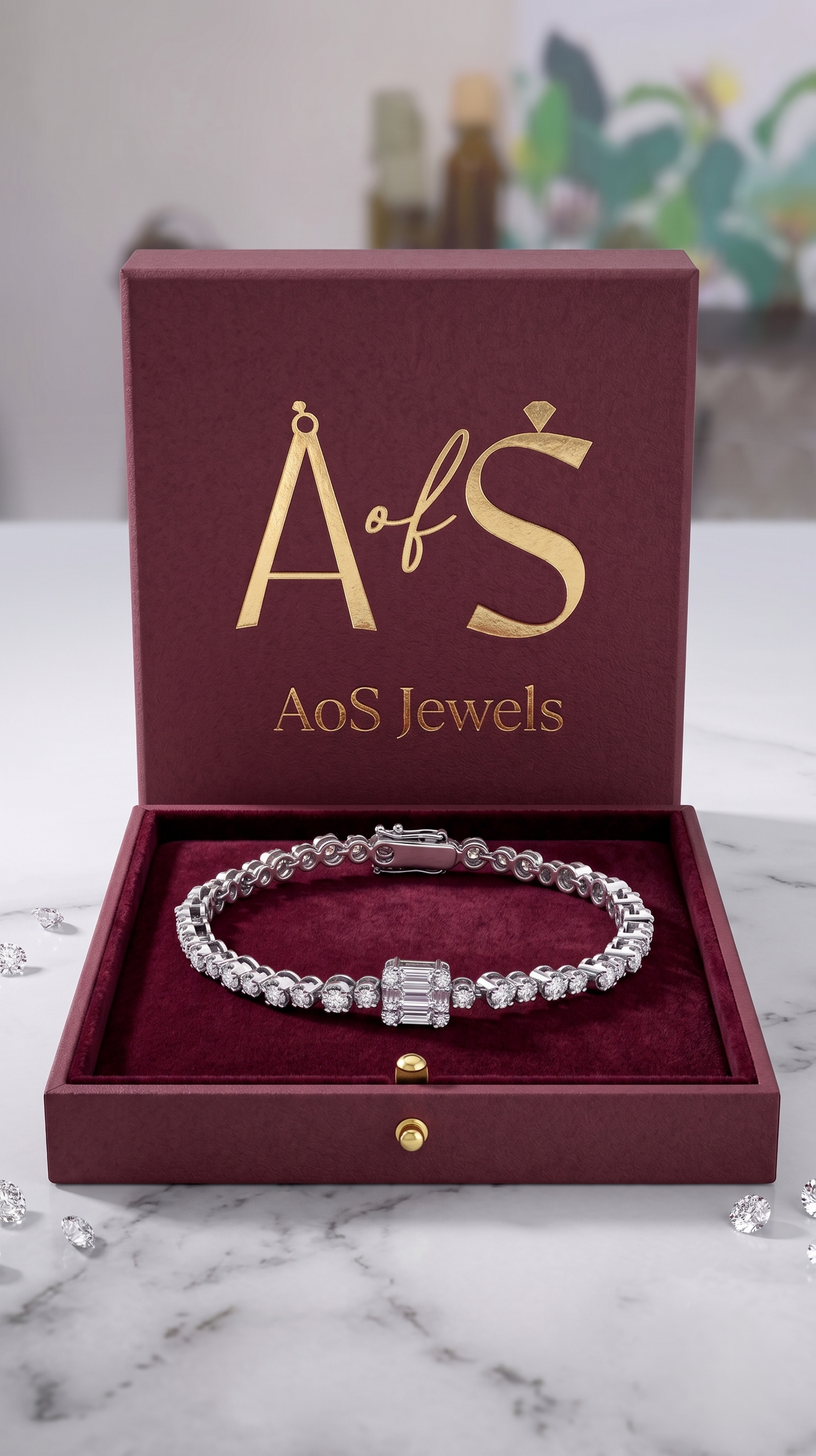 Silver Baguette & Round Halo Statement Bracelet