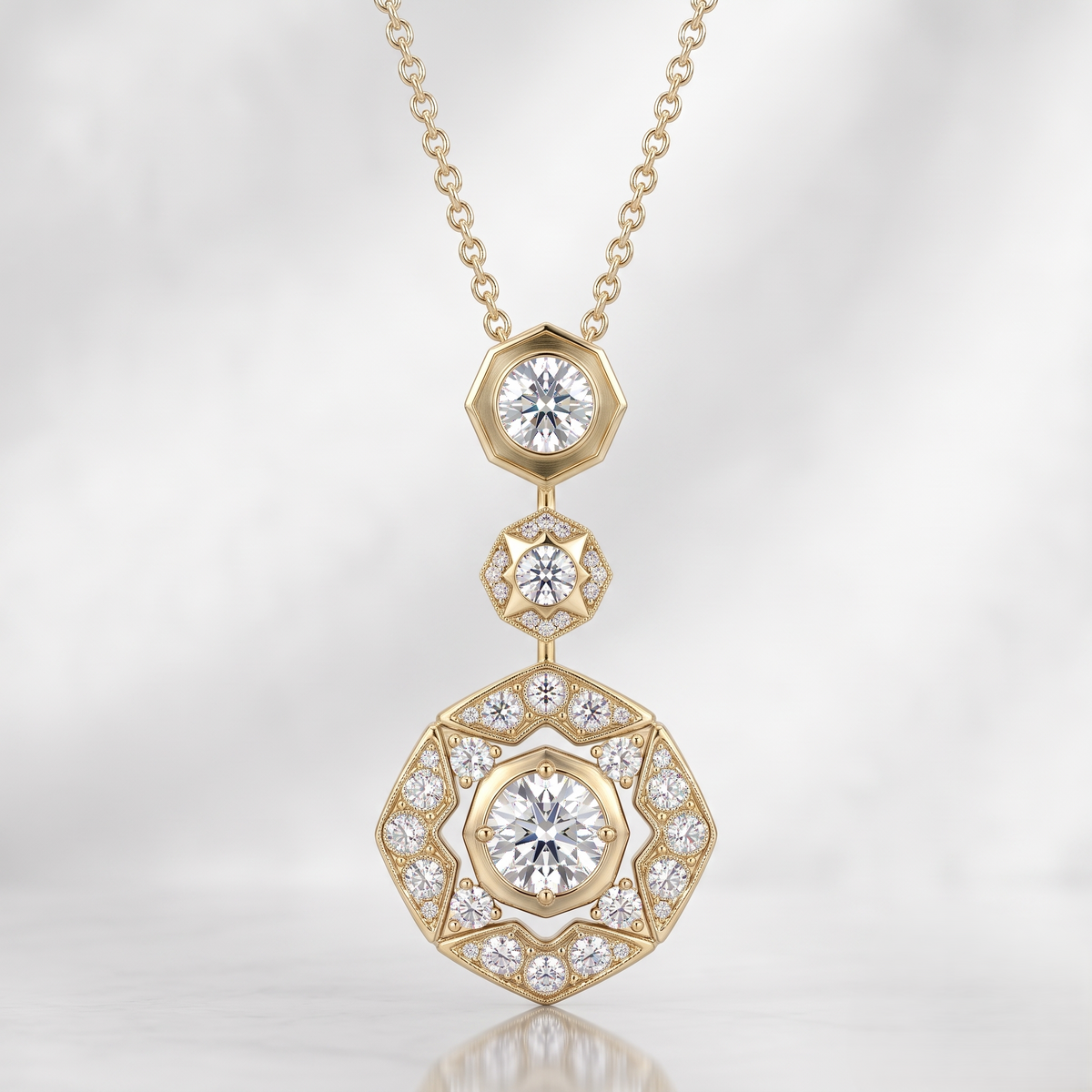 The Deco Cascade Silver Pendant