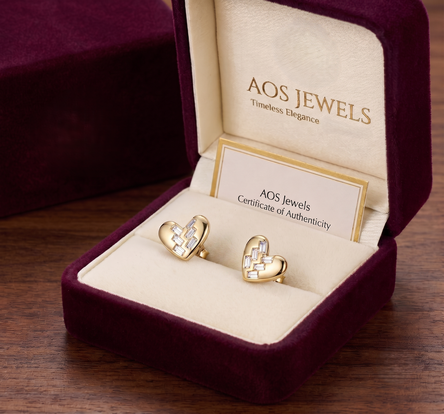 Asymmetrical Step-Cut Stone Heart Silver Earrings