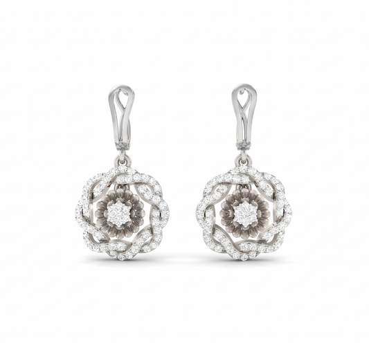 Whispering Petals Openwork Silver Drop Earrings