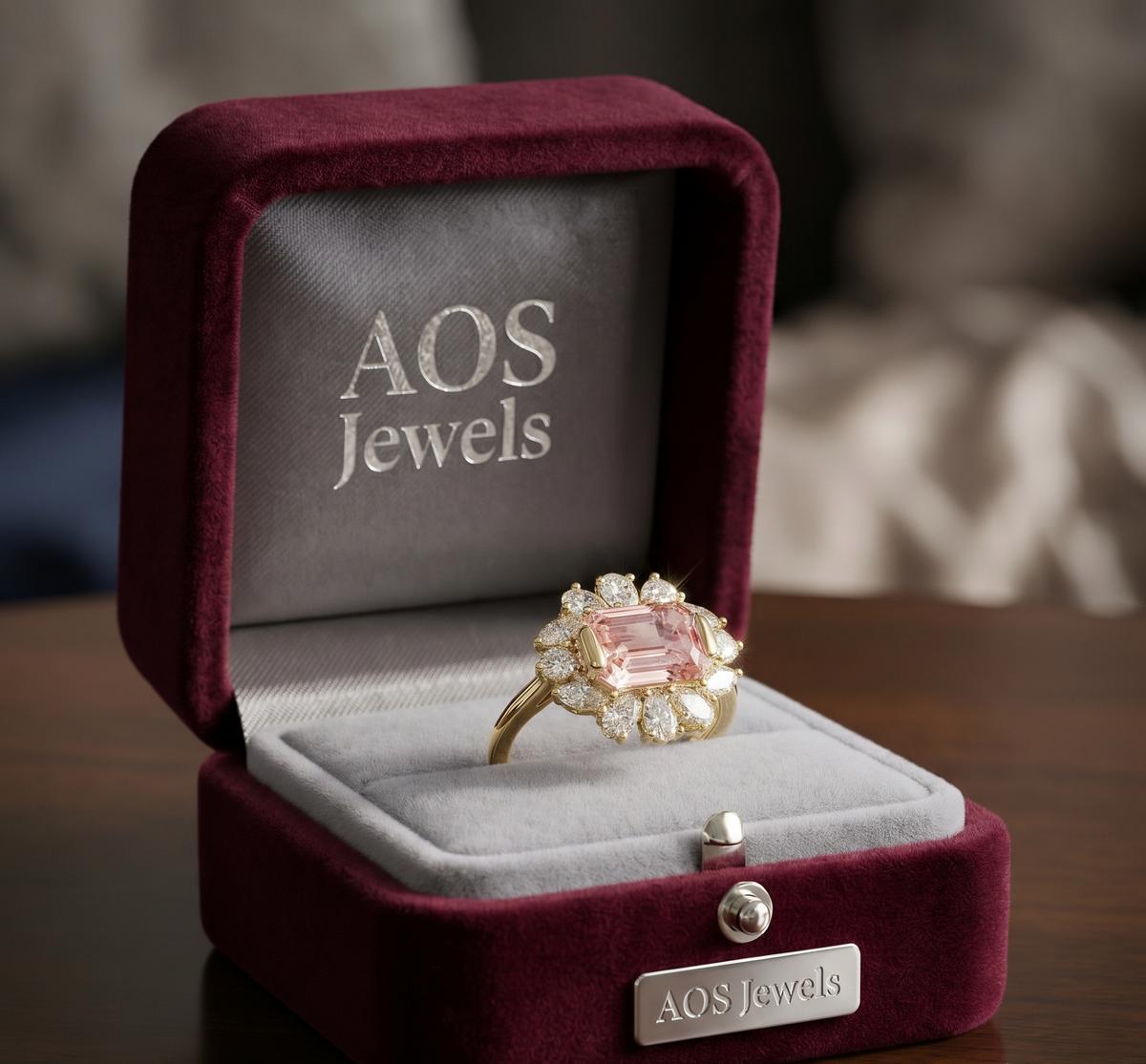 The Sterling Peach Halo Ring