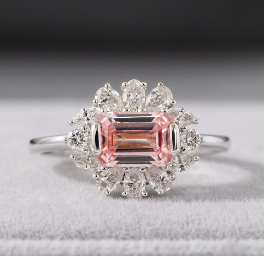 The Sterling Peach Halo Ring