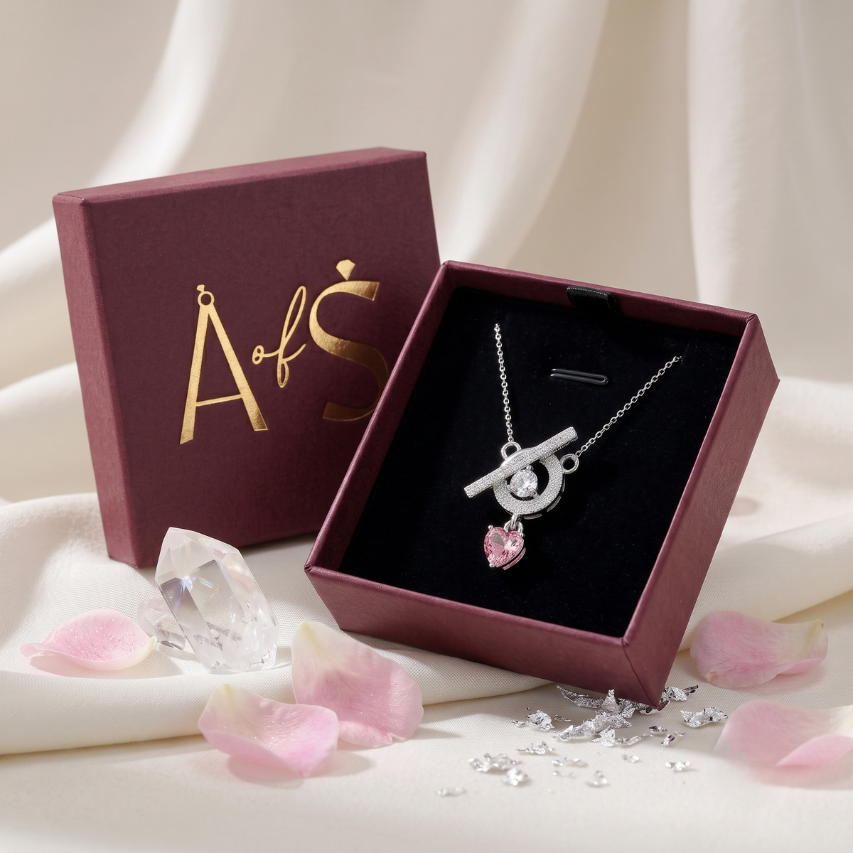 The Juliet Pink Heart Silver Chain Pendant