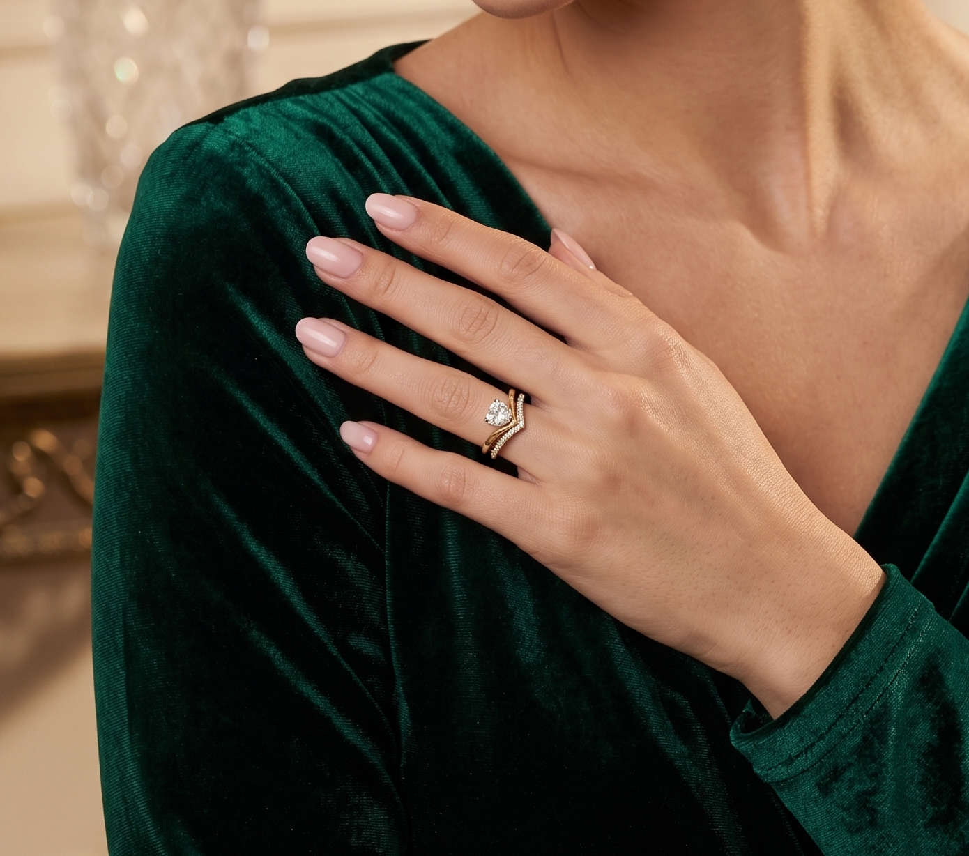 Double Band V-Shape Promise Ring in Silver