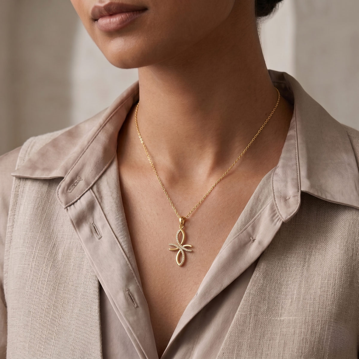 Sterling Silver Infinity Ribbon Chain Pendant