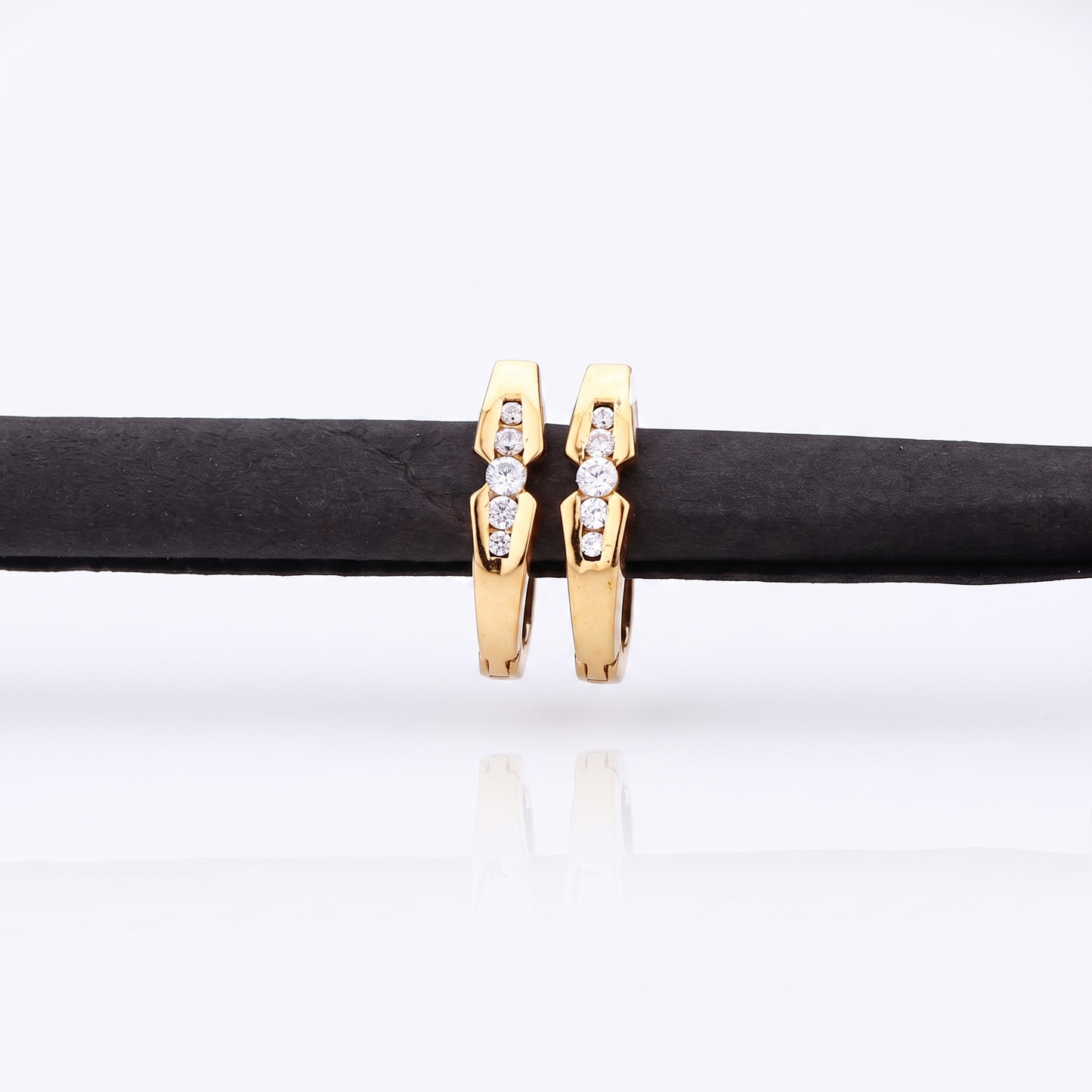 Tapered Silver Channel-Set moissanite Huggie Earrings