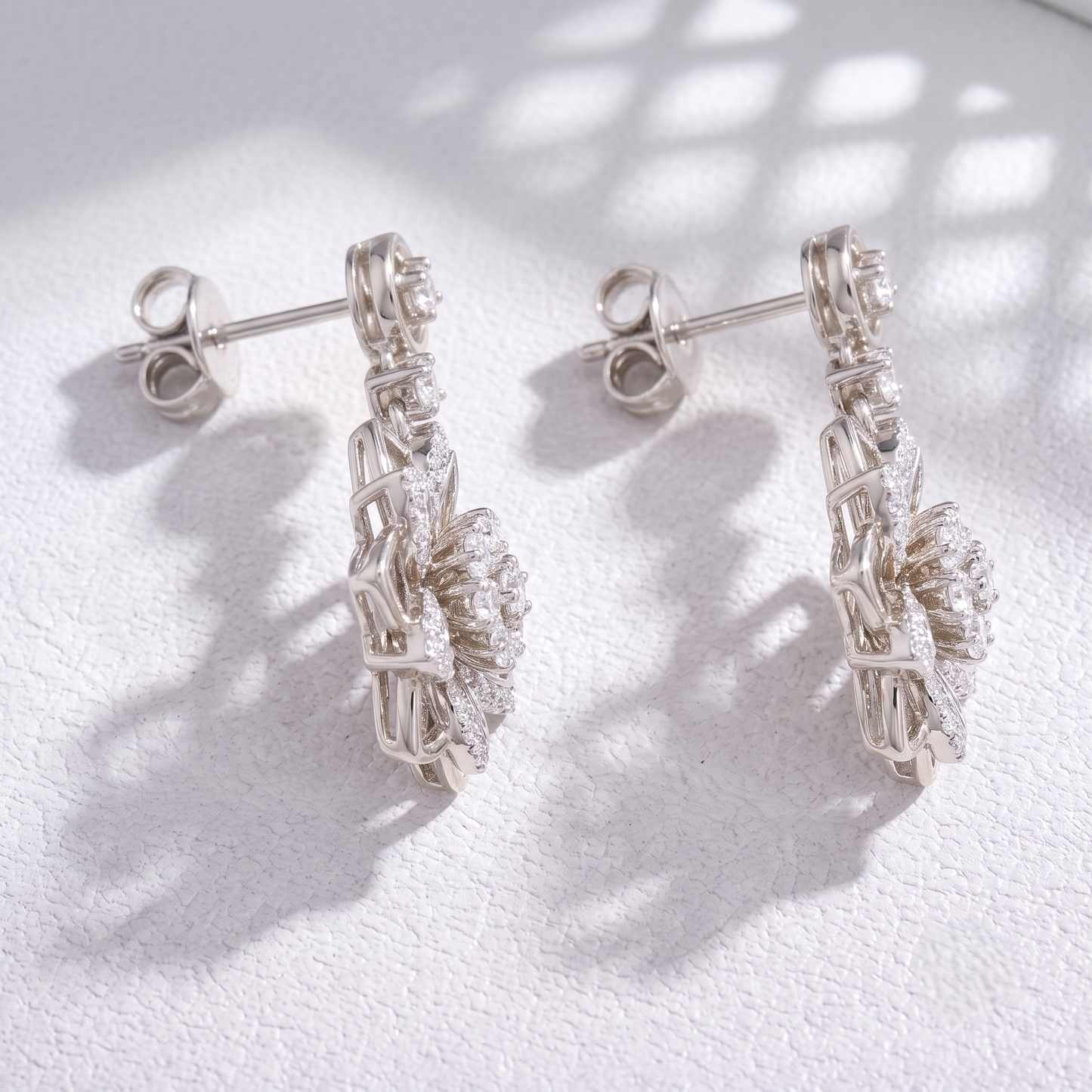 Ethereal Blossom Silver Drop Earrings