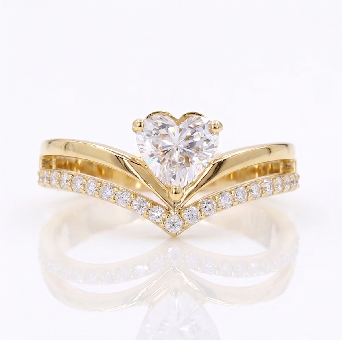 Double Band V-Shape Promise Ring in Silver