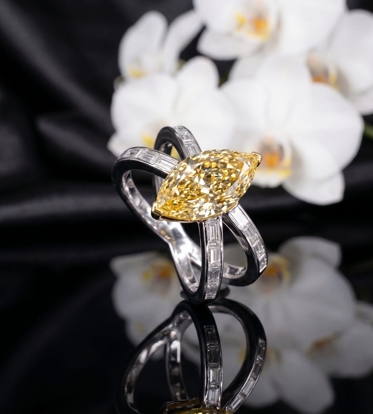 The Canary Sunburst Marquise Ring