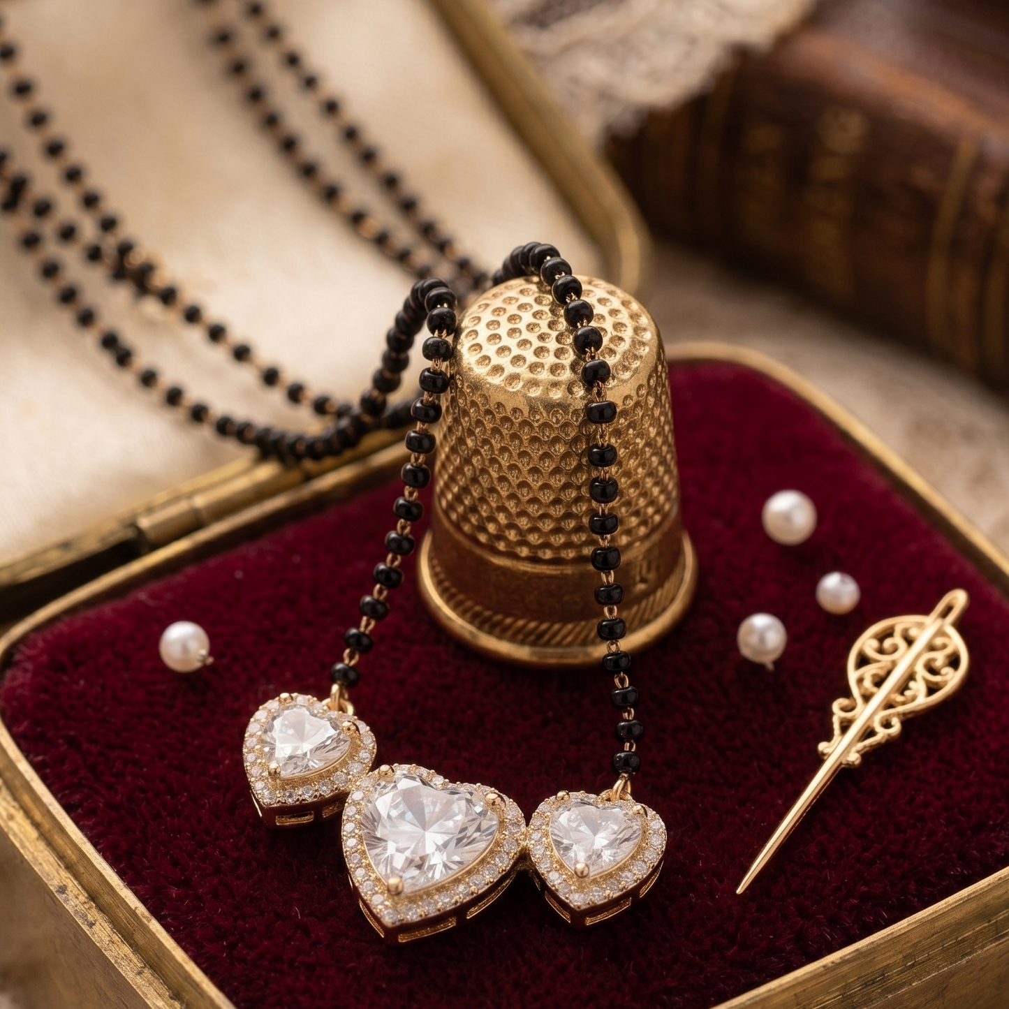 The Tripal Haert Gold Plated Mangalsutra