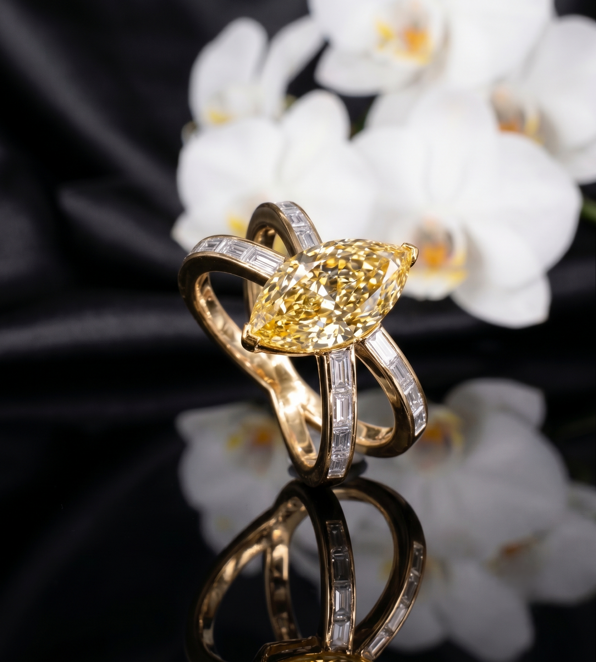 The Canary Sunburst Marquise Ring