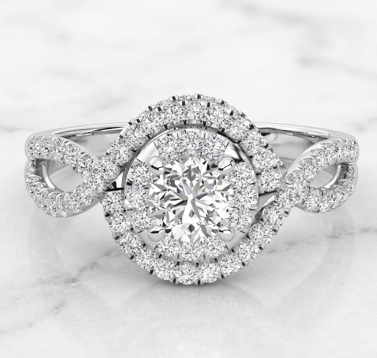 Sterling Silver Round Center with Twisted Split Shank