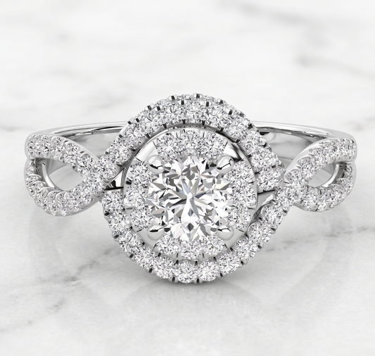 Sterling Silver Round Center with Twisted Split Shank