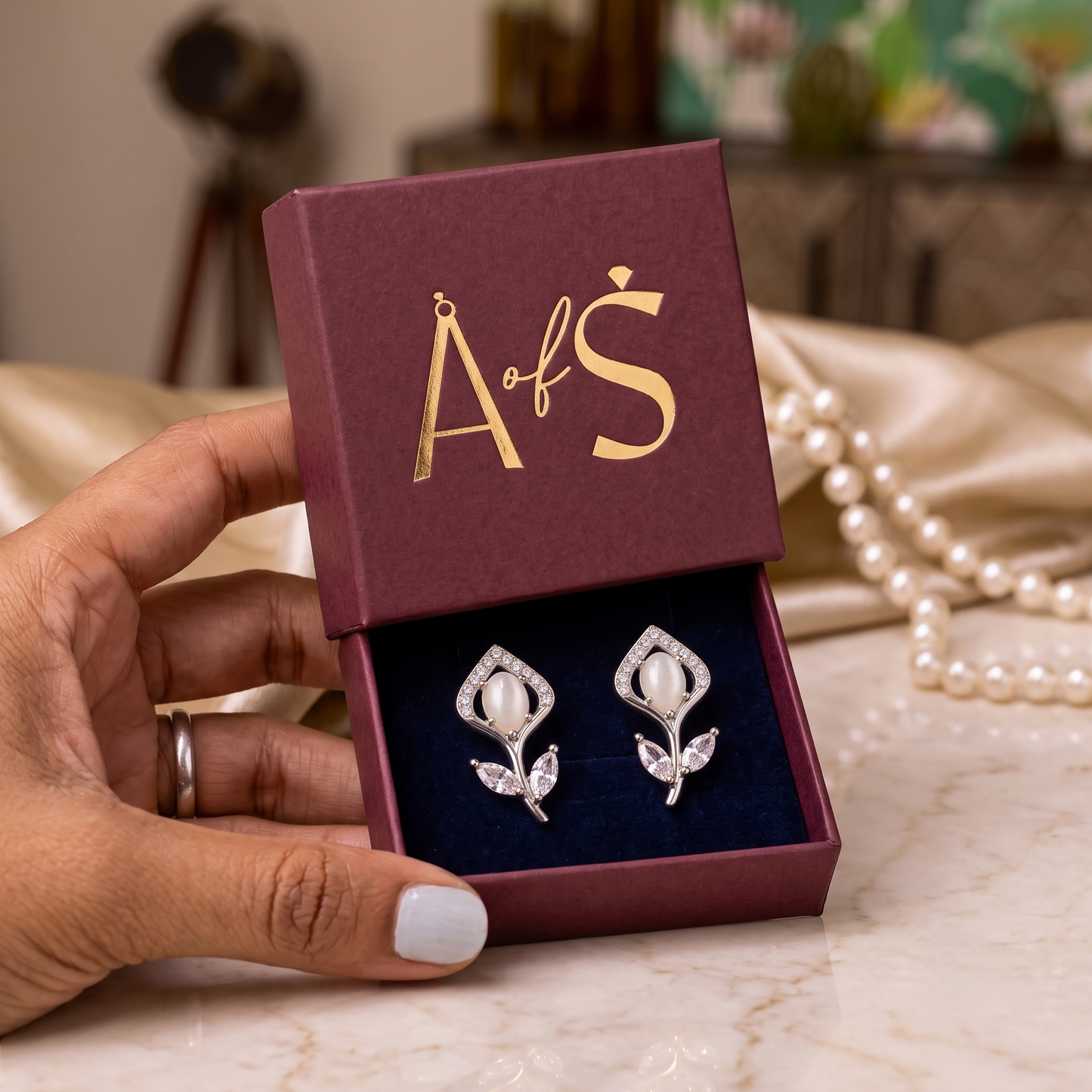 Sterling Silver Botanical Stud Earrings