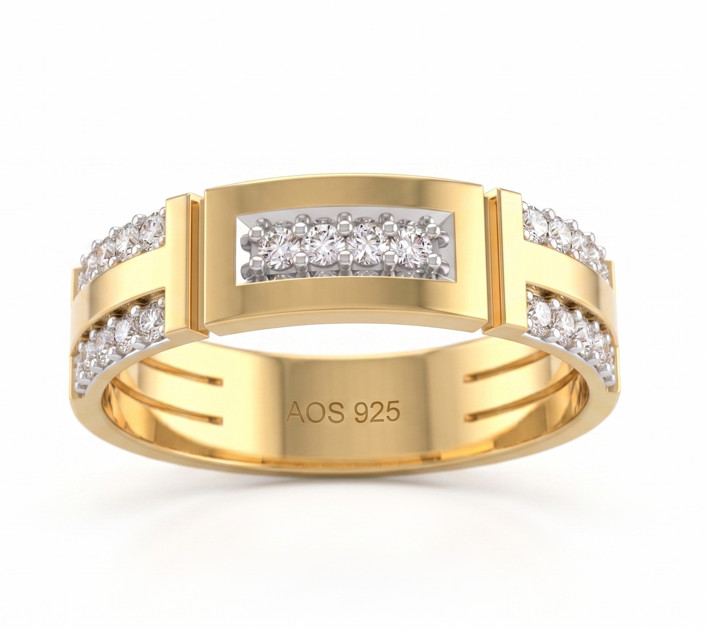 Modern Deco Brushed Silver Band