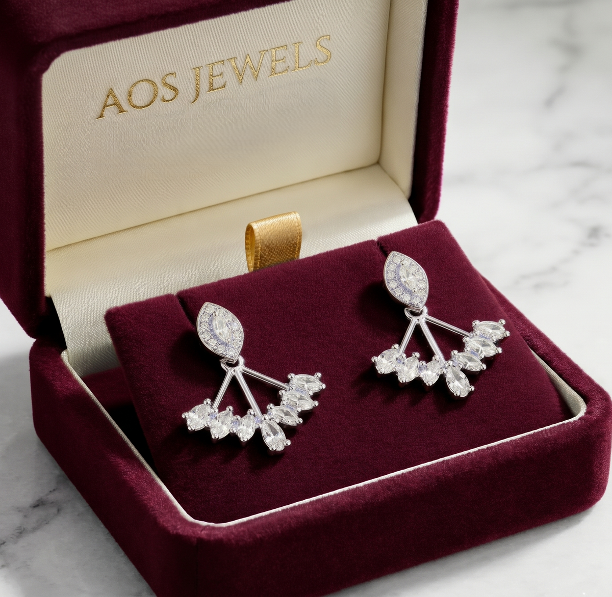 The Sterling Silver Marquise Fan Jacket Earring