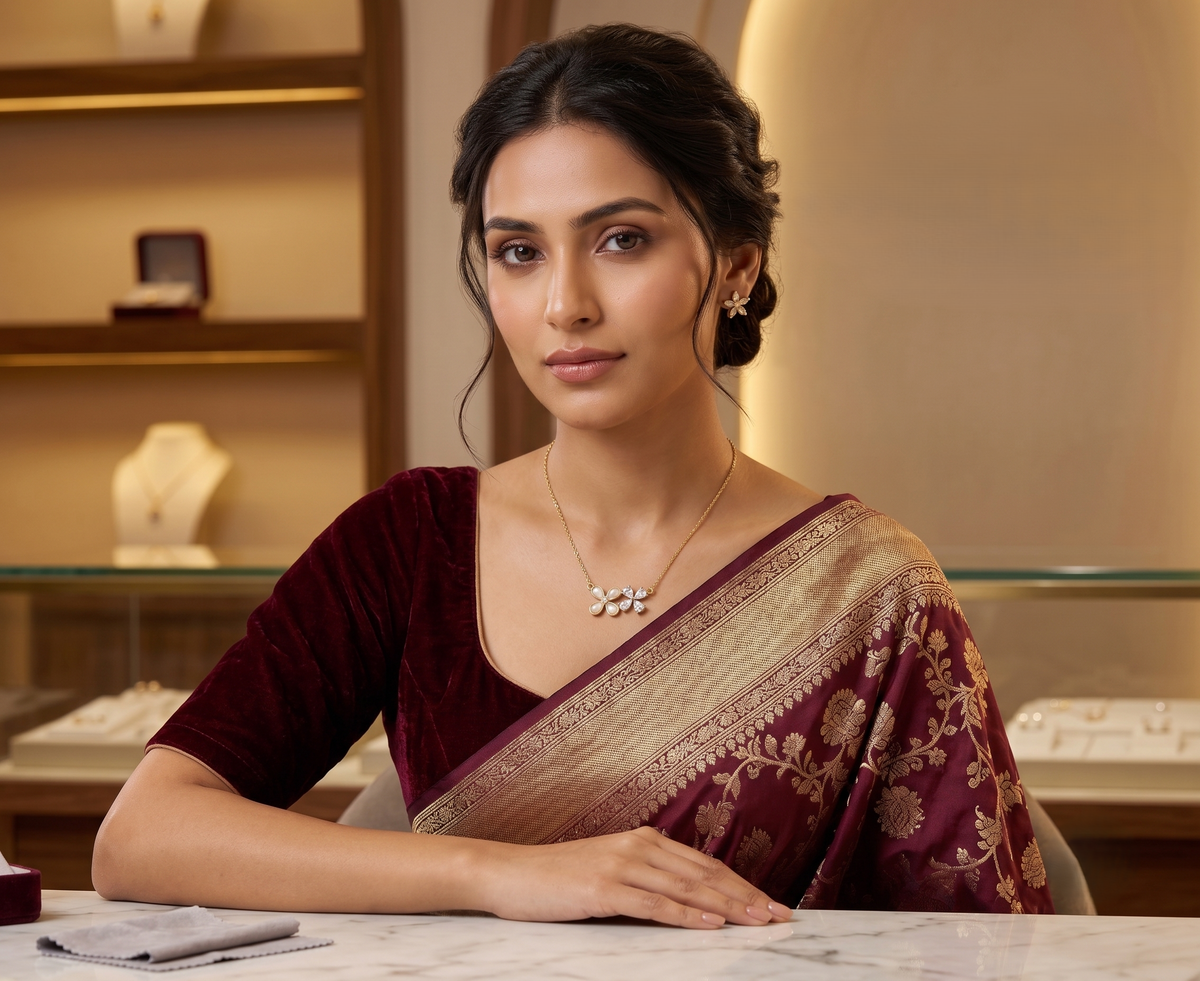 The 'Twin Blooms' Pearl and Crystal Necklace