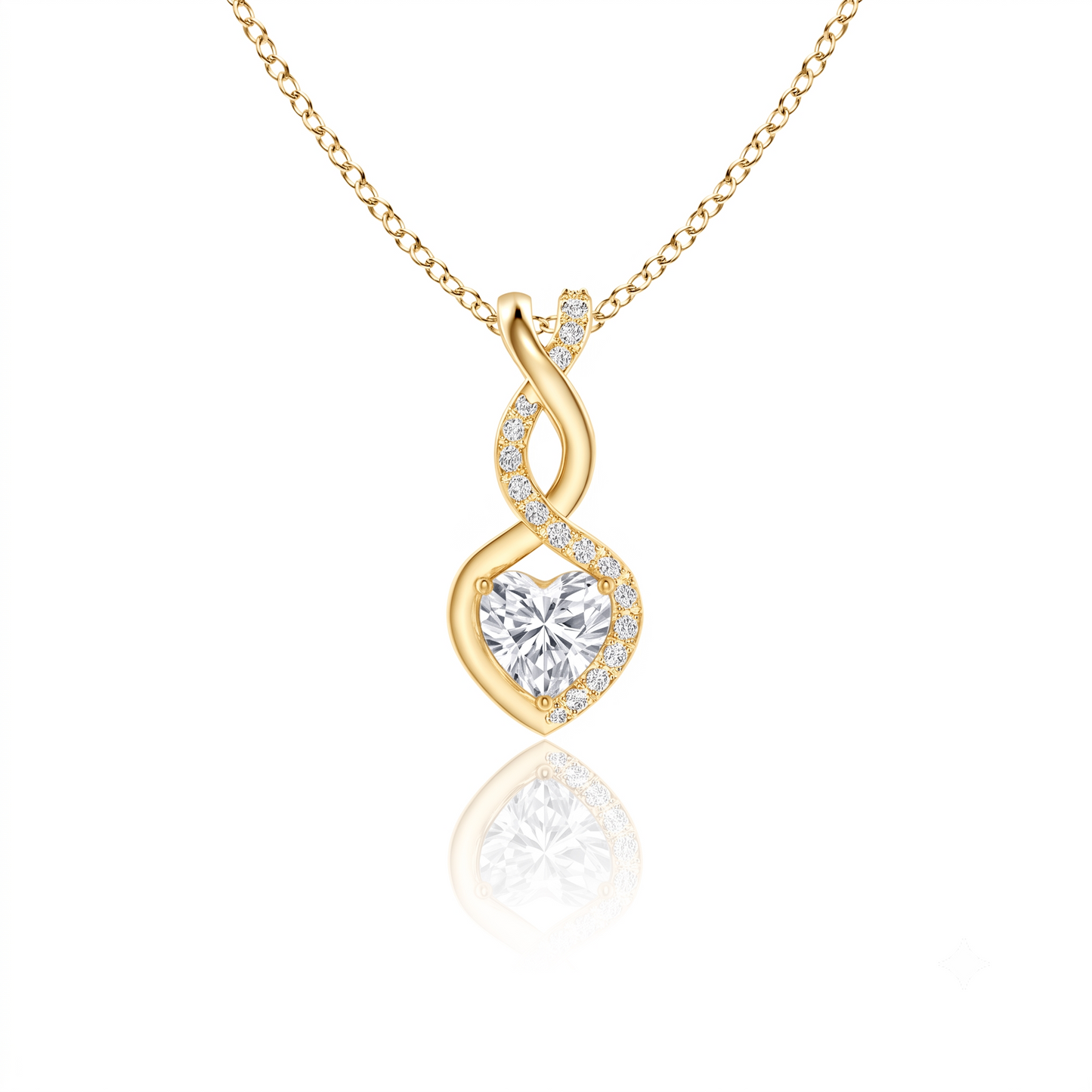 Infinity Twist Heart-Cut Silver Chain Pendant