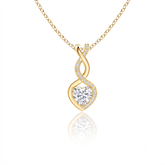 Infinity Twist Heart-Cut Silver Chain Pendant