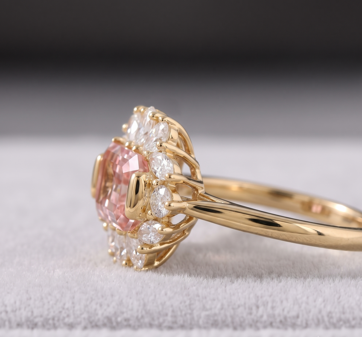 The Sterling Peach Halo Ring