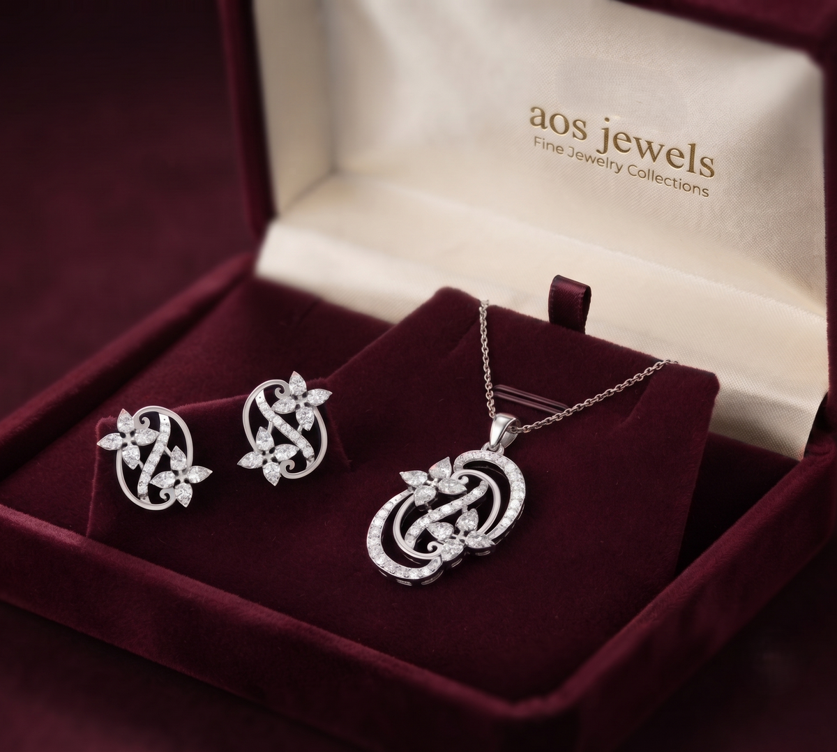 Radiant Blossom & Spiral Matching Silver Pendant Set