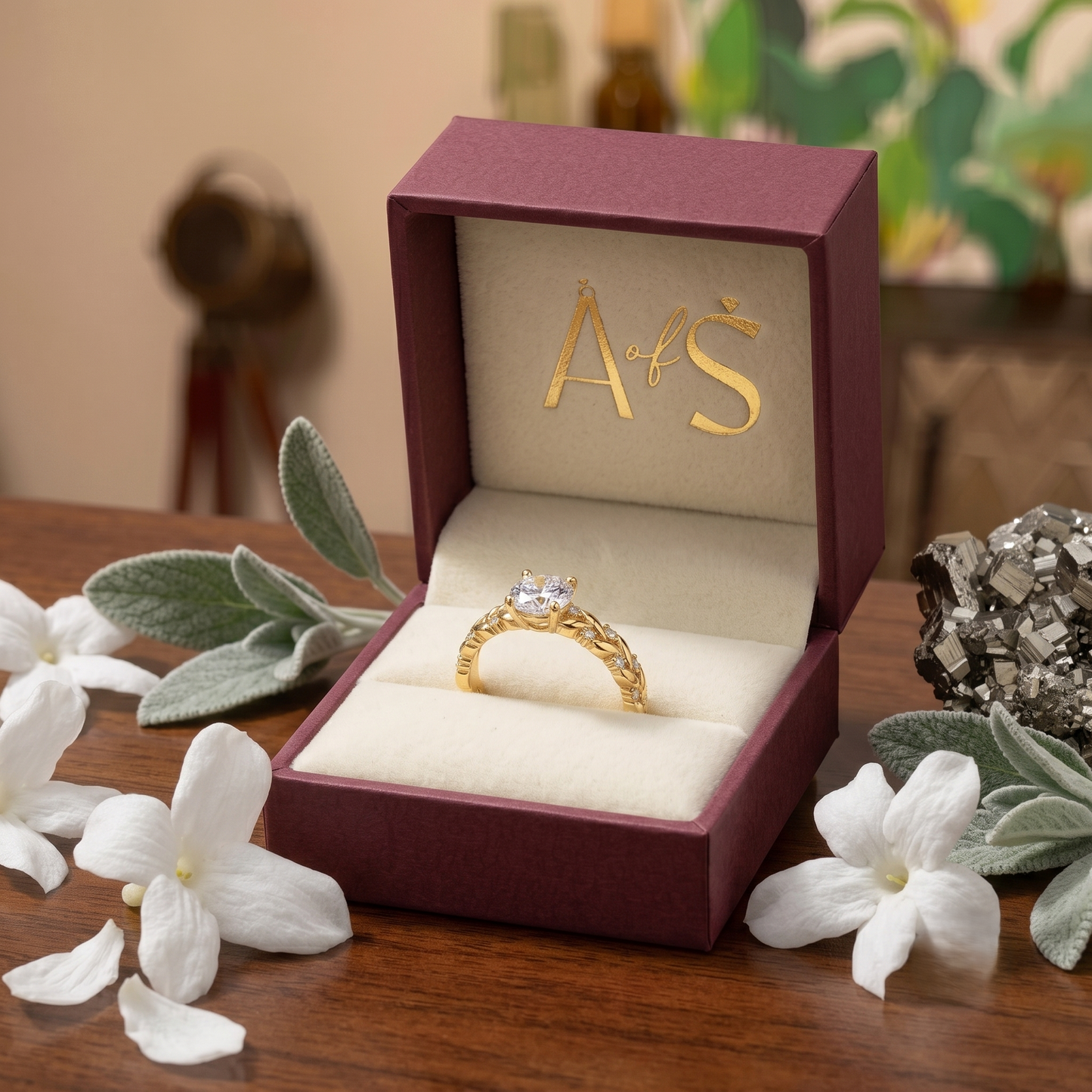 Sterling Silver Vine Leaf Adjustable Ring