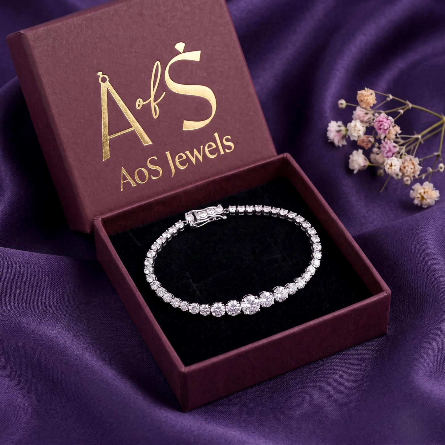Classic Silver Tennis Bracelet with Graduated Center Stones