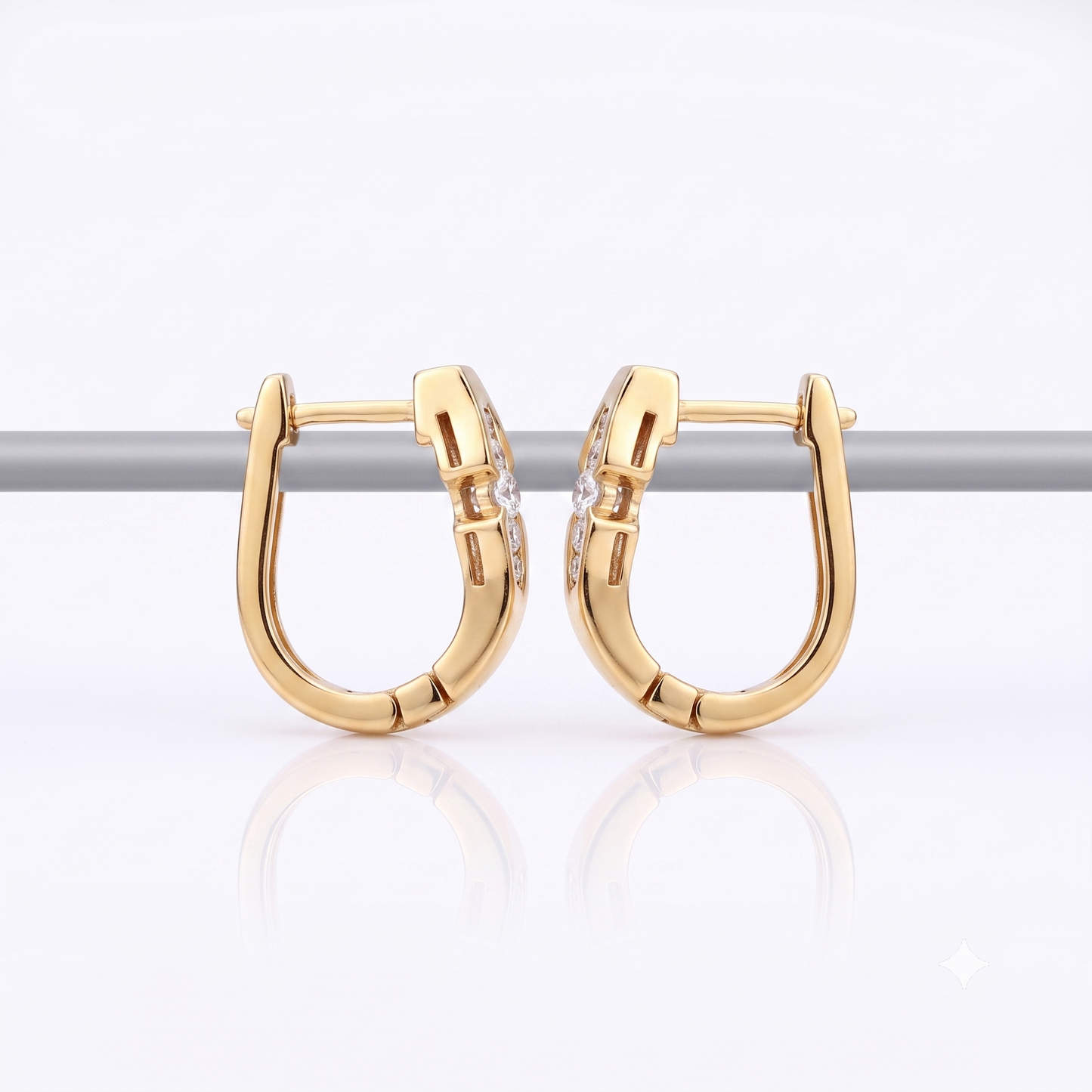 Tapered Silver Channel-Set moissanite Huggie Earrings