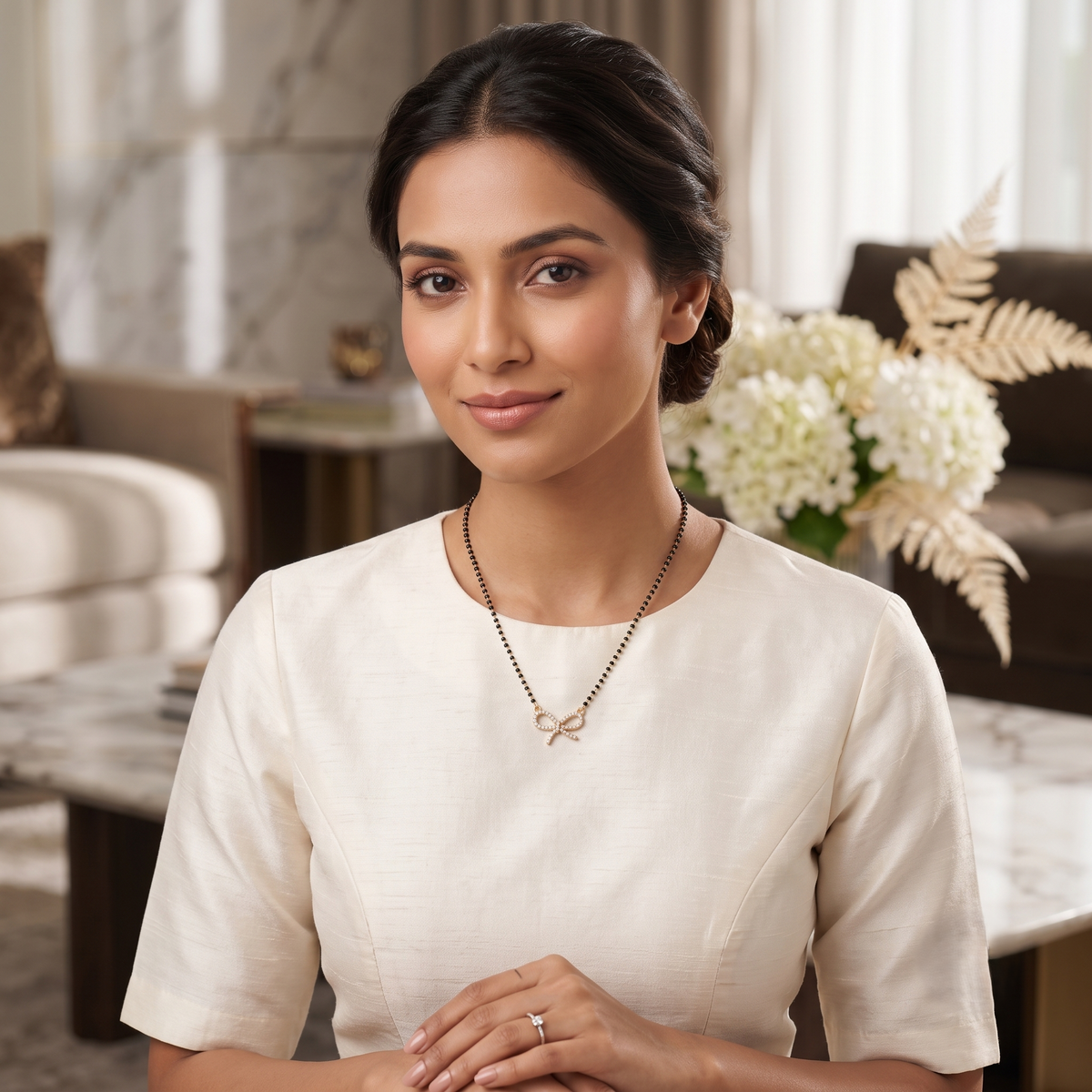 The Silver Promise Bow Mangalsutra