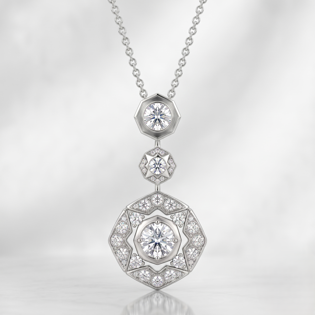 The Deco Cascade Silver Pendant