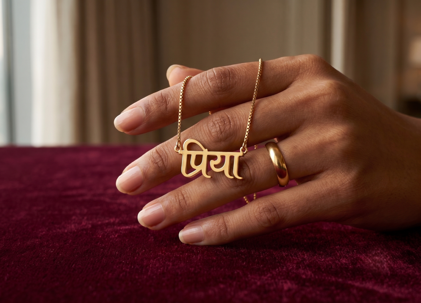 The Hindi Name in 925 Silver Chain Pendant