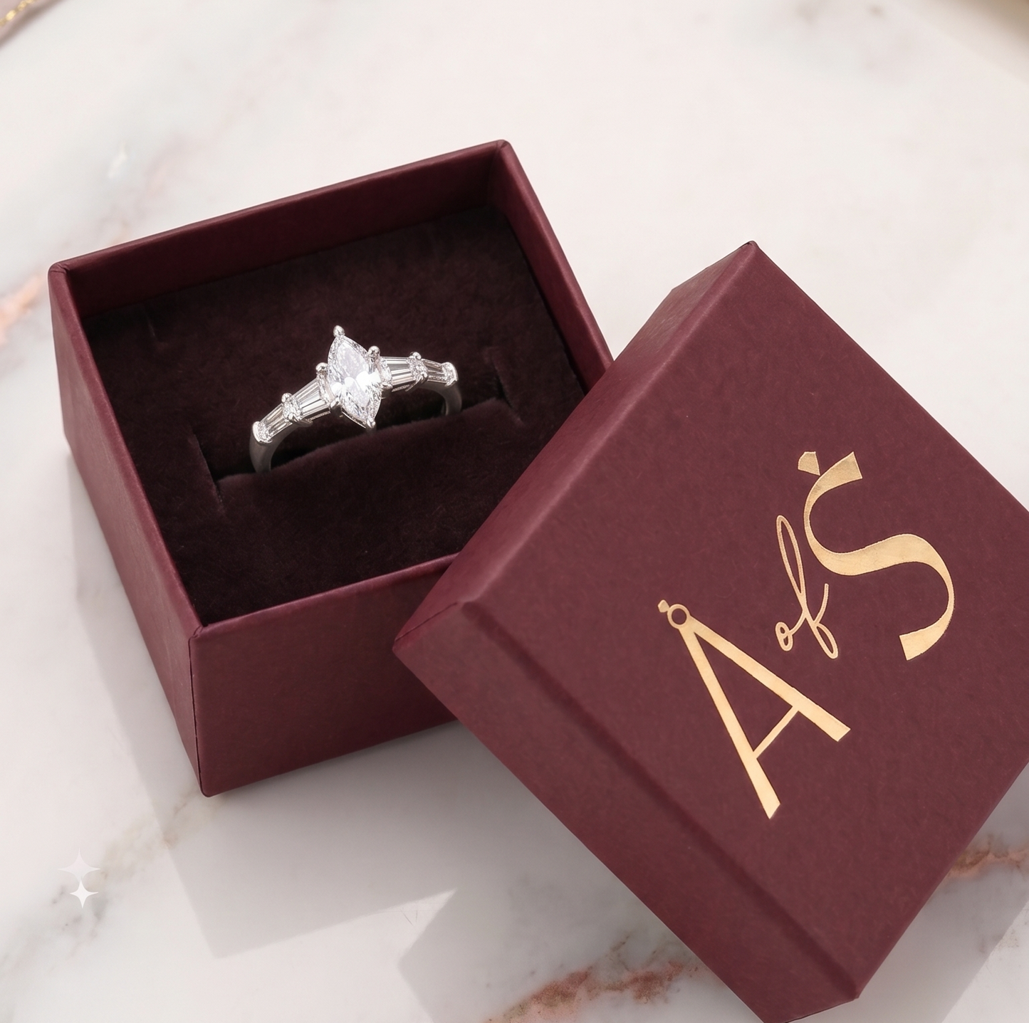 The "Eternal Radiance" Three-Stone Marquise Silver Ring